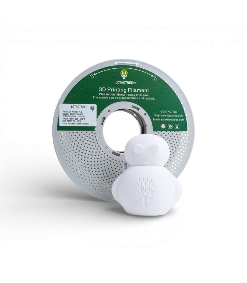 Filamento PLA 1.75mm Branco Neve Bobine 1Kg - Lotactree