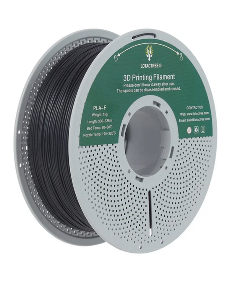 Filamento PLA 1.75mm Preto Bobine 1Kg Lotactree