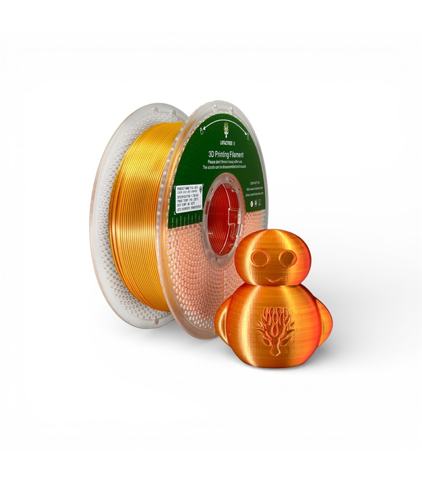 Filamento SILK PLA 1.75mm Ouro+Vermelho+Laranja Bobine 1Kg
